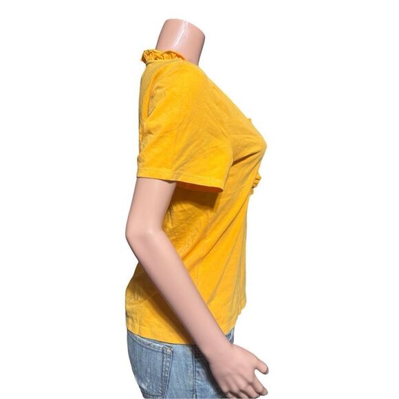 The territory ahead short sleeve ruffle yellow tank top M - Picture 6 of 7